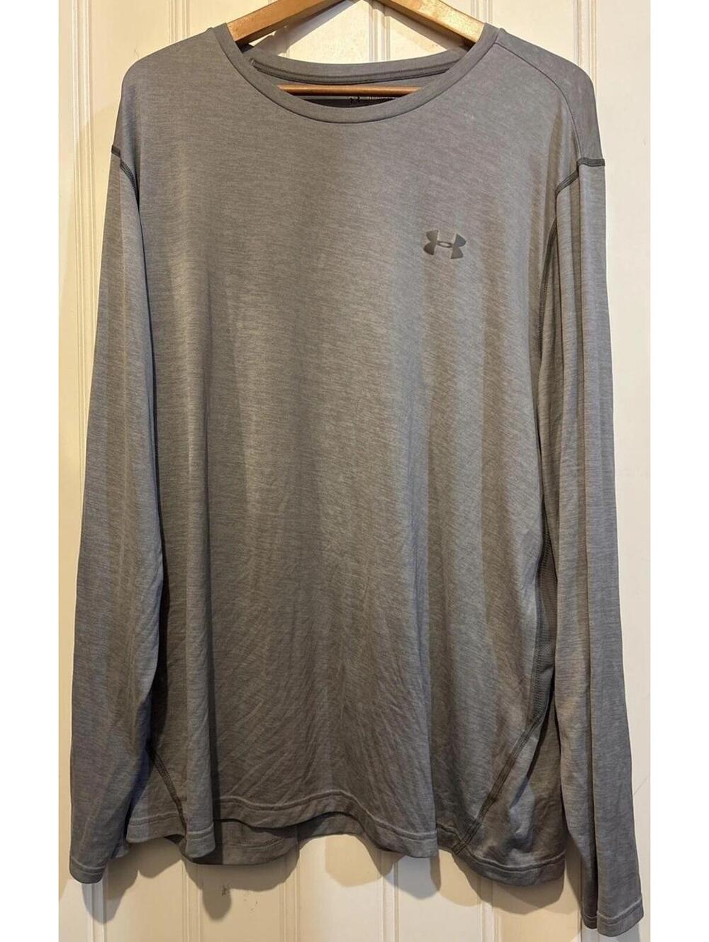 Under Armour Mens HeatGear Long Sleeve Shirt Gray Loose Fit Performance 3XL